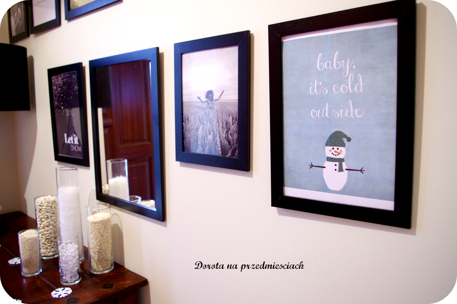 january mantel styczeń dekoracje Bałwan poduszka DIY