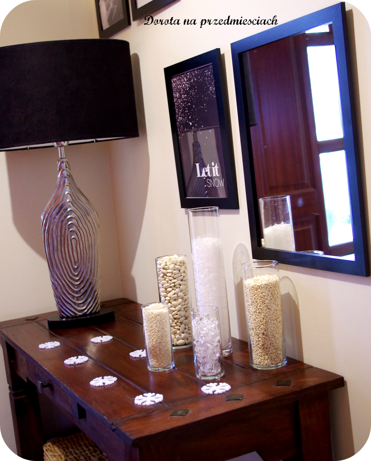 january mantel styczeń dekoracje Bałwan poduszka DIY