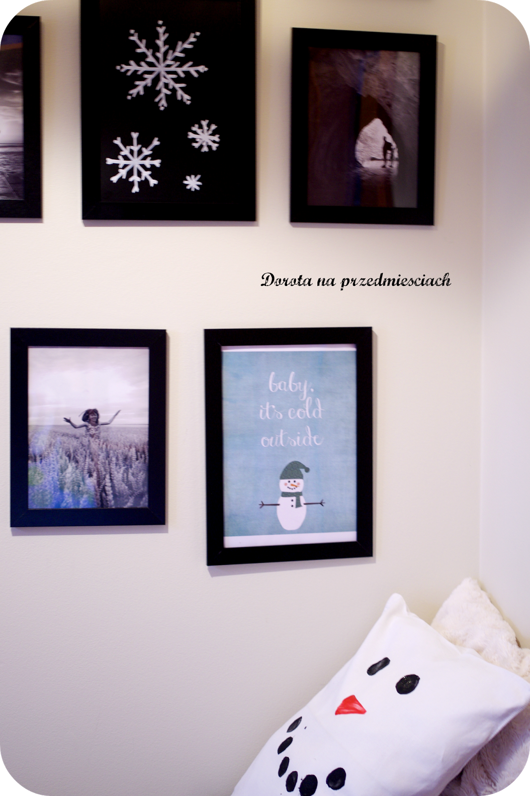 january mantel styczeń dekoracje Bałwan poduszka DIY