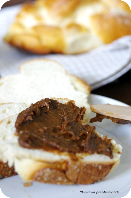 Przetwory, krem daktylowo-śliwkowy, domowe śniadanie, zdrowe jedzenie healthy food smarowidło inny dżem