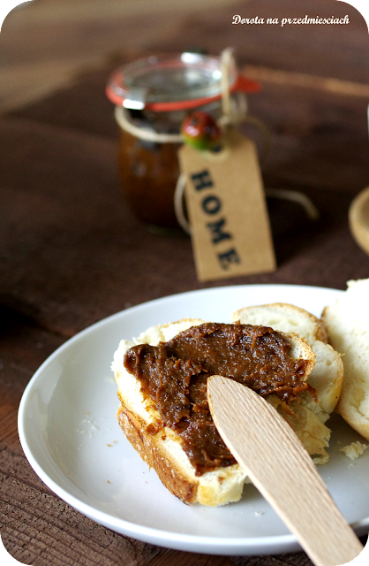 Przetwory, krem daktylowo-śliwkowy, domowe śniadanie, zdrowe jedzenie healthy food smarowidło inny dżem